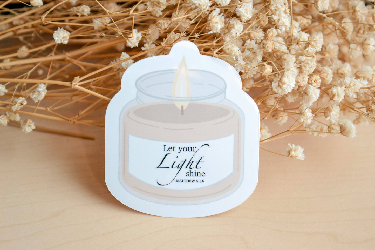 Let Your Light Shine Candle Waterproof Christian Sticker Design| Faith Stickers