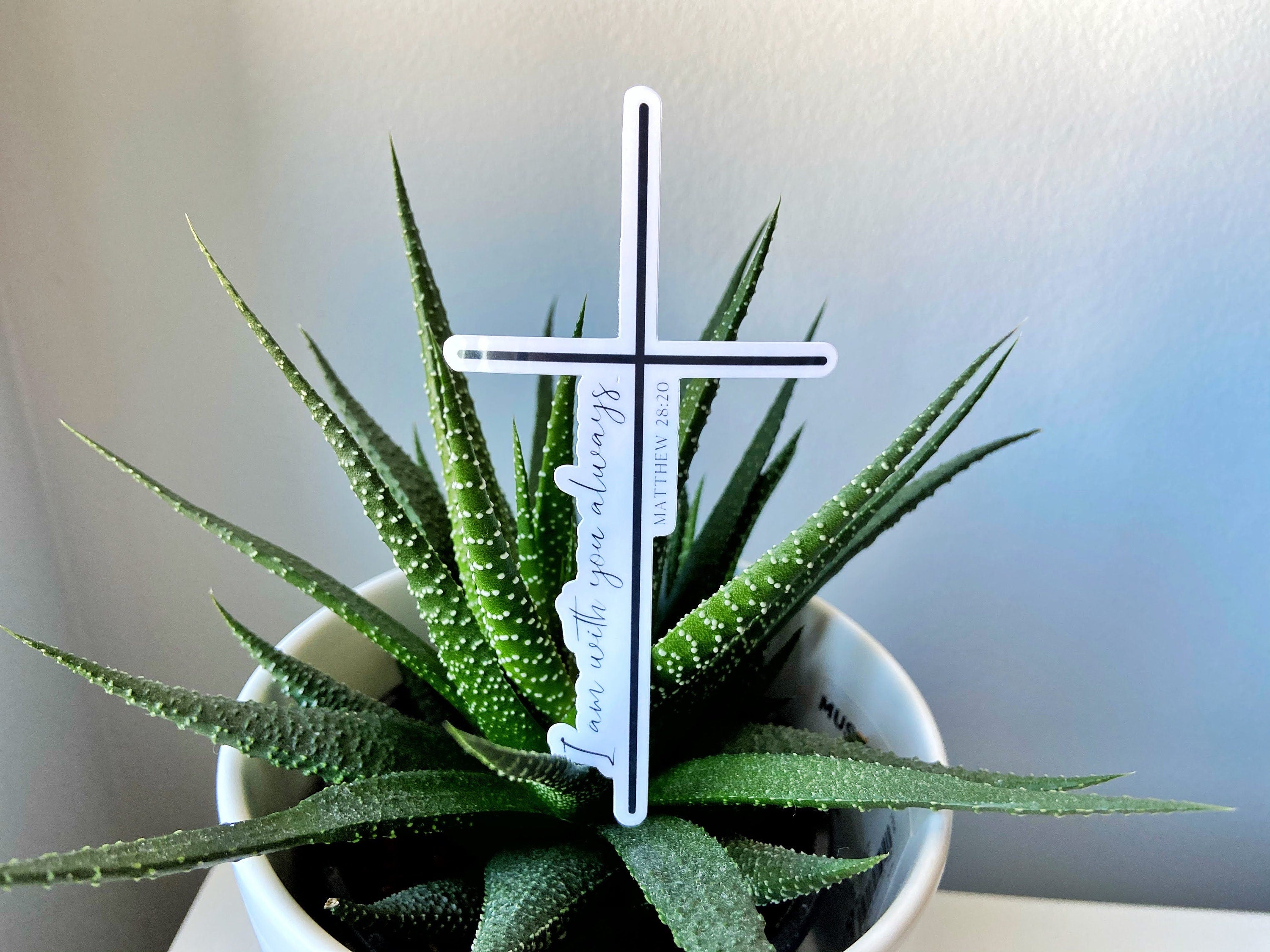 I Am With You Always Cross Waterproof Vinyl Christian Sticker