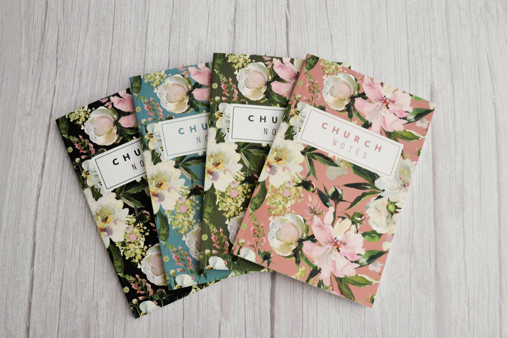 Church Notebook Floral Design Paperback Cover