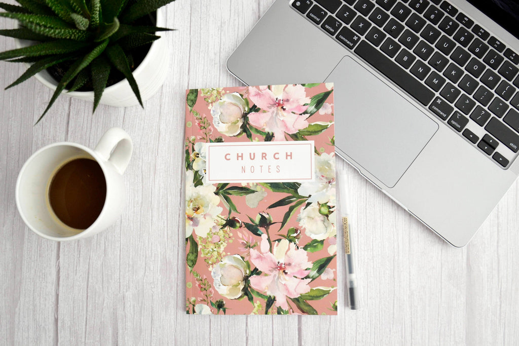 Church Notebook Floral Design Paperback Cover