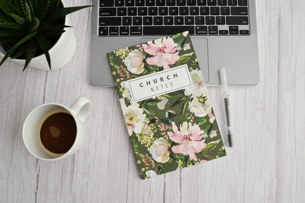 Church Notebook Floral Design Paperback Cover