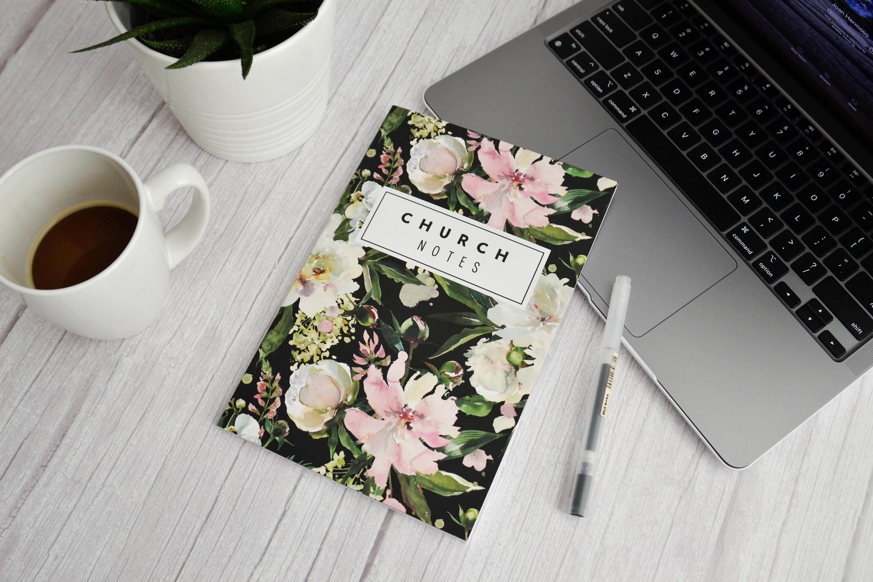 Church Notebook Floral Design Paperback Cover