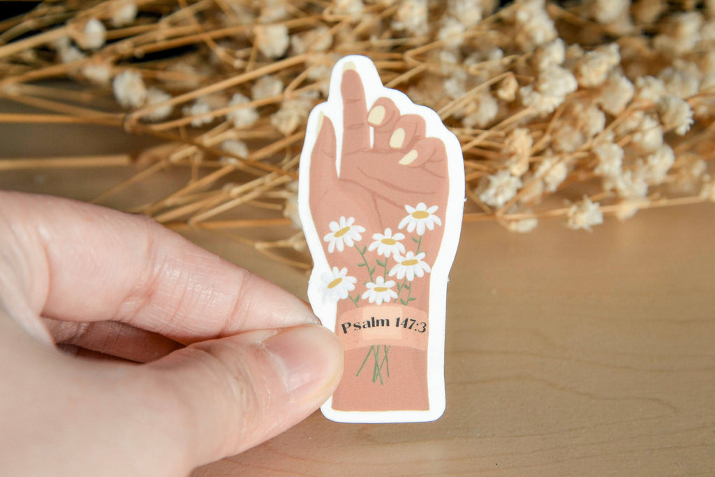 Psalm 147:3 Christian Waterproof Vinyl Sticker | Faith Sticker