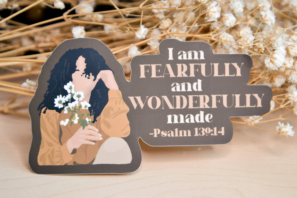 Fearfully And Wonderfully Made Waterproof Christian Vinyl Stickers| Faith Stickers| Psalm 139:14