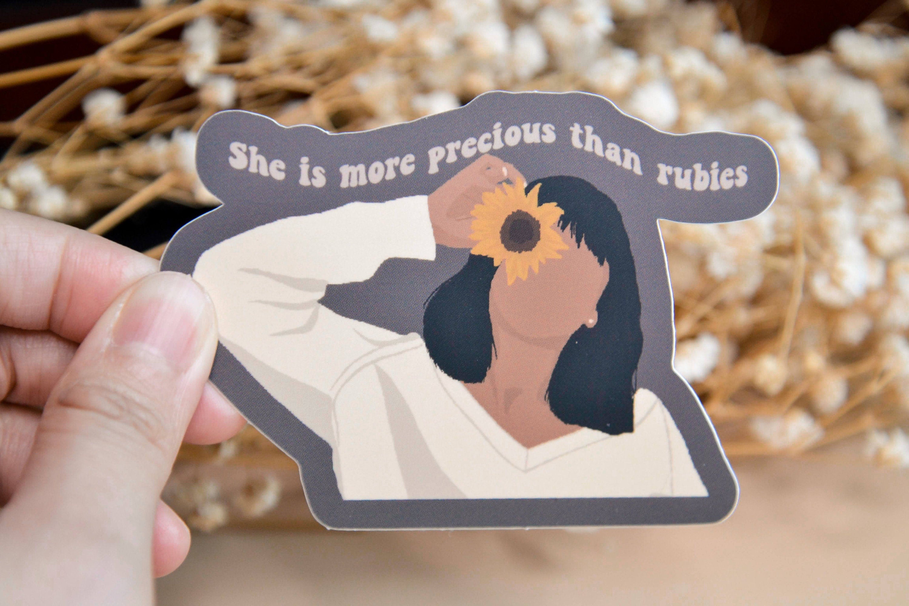 She Is More Precious Than Rubies Waterproof Christian Vinyl Stickers| Faith Stickers| Proverbs 3:15