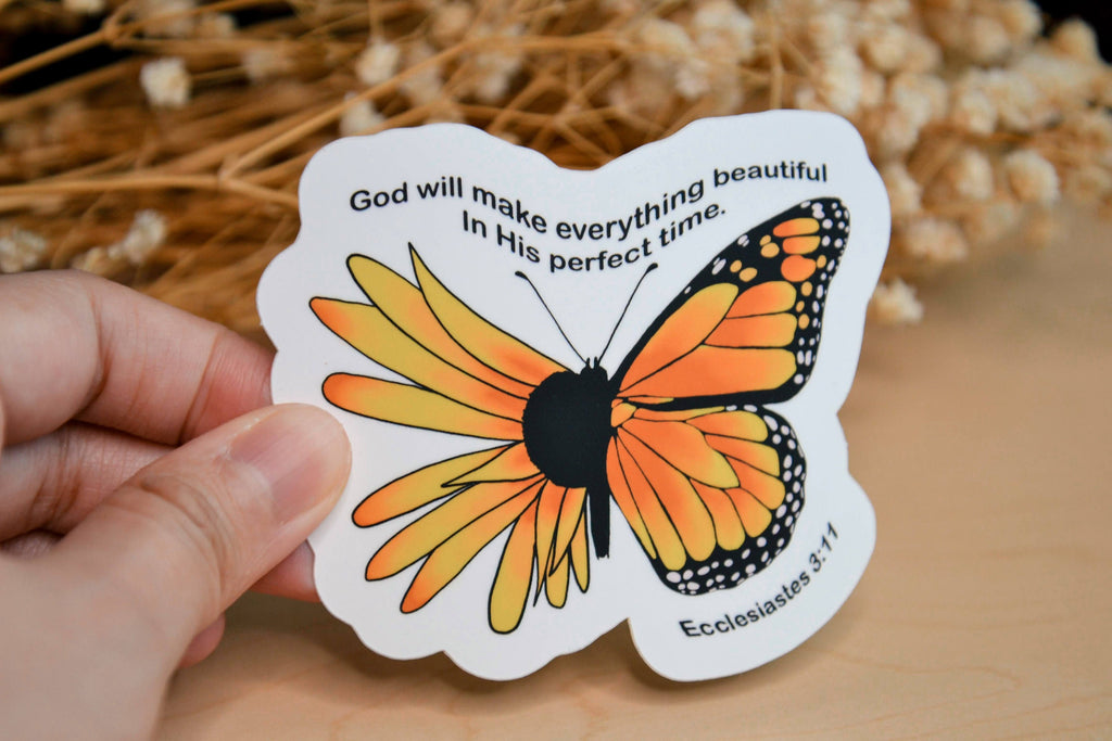 Butterfly Waterproof Christian Stickers| Faith Stickers| Ecclesiastes 3:11