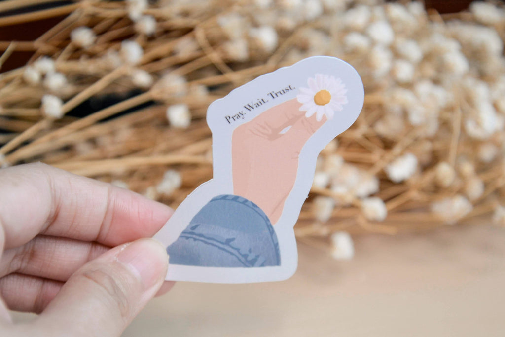 Pray. Wait. Trust. Waterproof Christian Vinyl Stickers| Faith Stickers| Christian Art Stickers