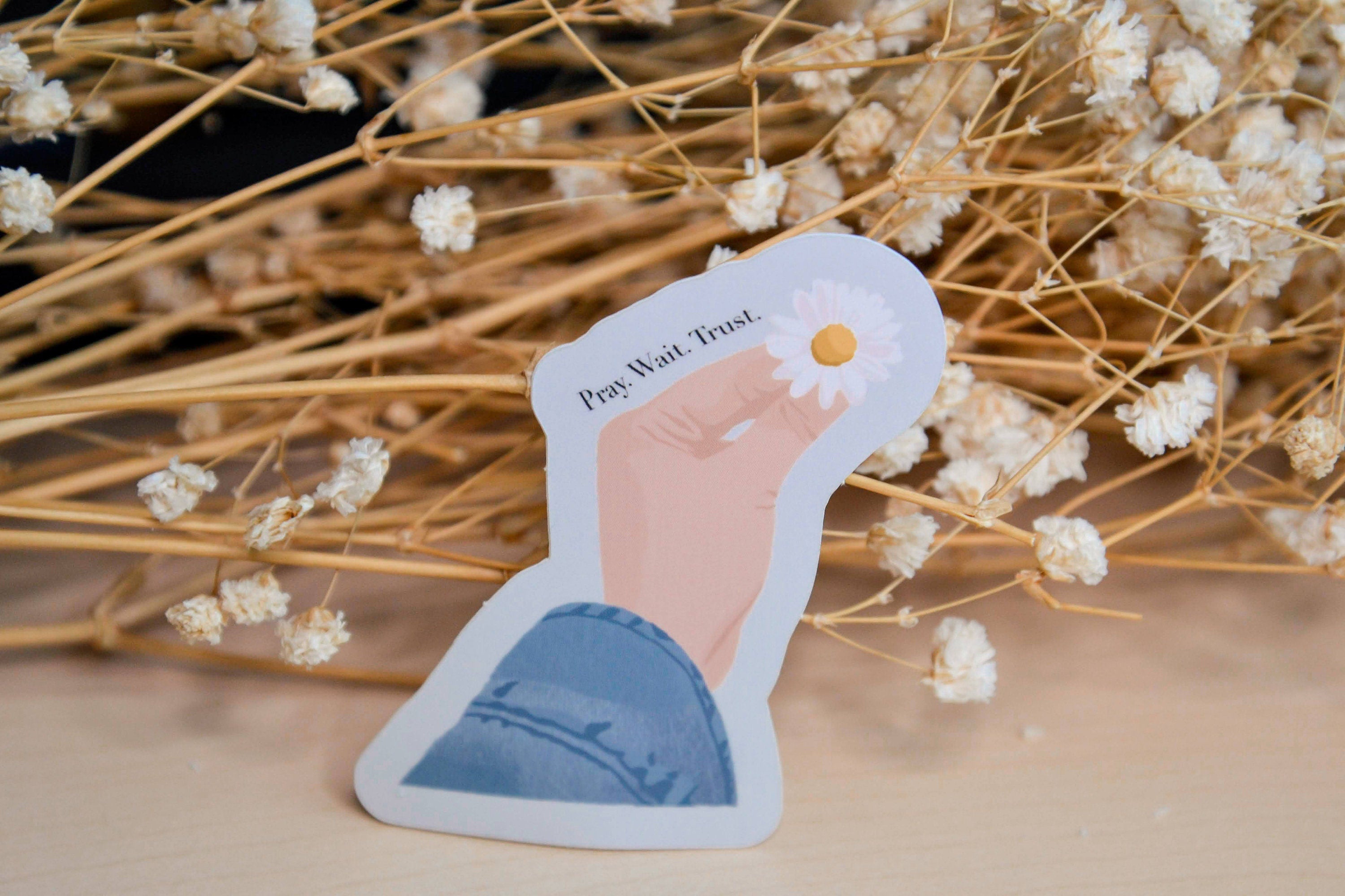 Pray. Wait. Trust. Waterproof Christian Vinyl Stickers| Faith Stickers| Christian Art Stickers