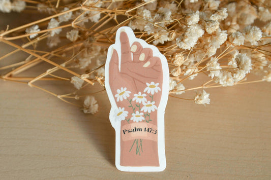 Psalm 147:3 Christian Waterproof Vinyl Sticker | Faith Sticker