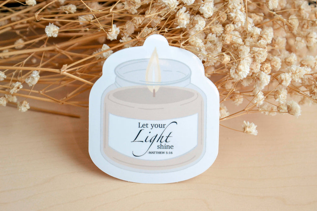 Let Your Light Shine Candle Waterproof Christian Sticker Design| Faith Stickers