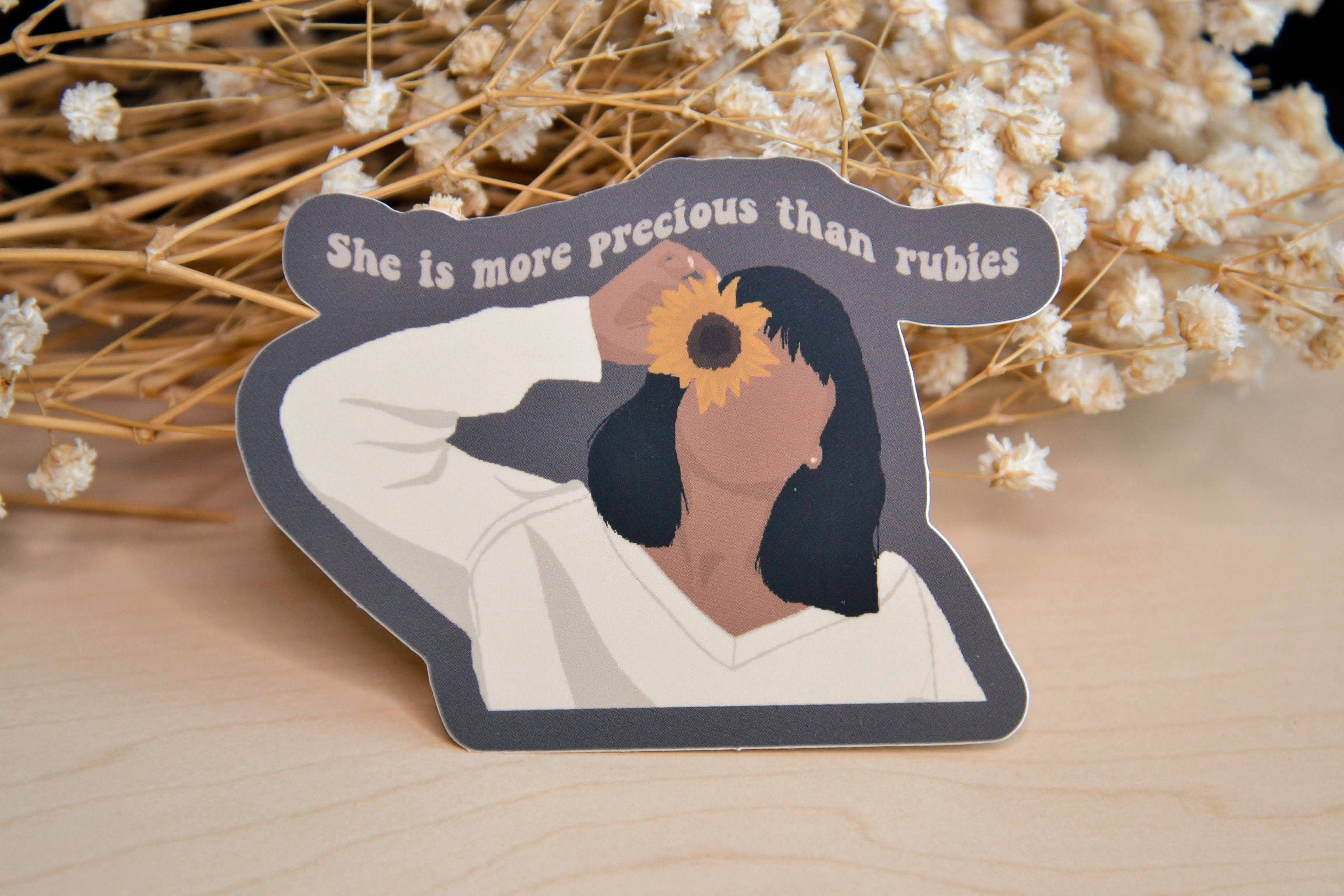 She Is More Precious Than Rubies Waterproof Christian Vinyl Stickers| Faith Stickers| Proverbs 3:15