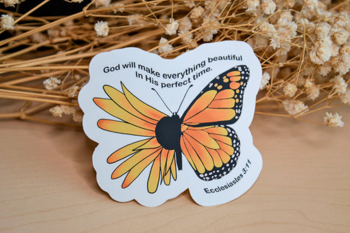Butterfly Waterproof Christian Stickers| Faith Stickers| Ecclesiastes 3:11
