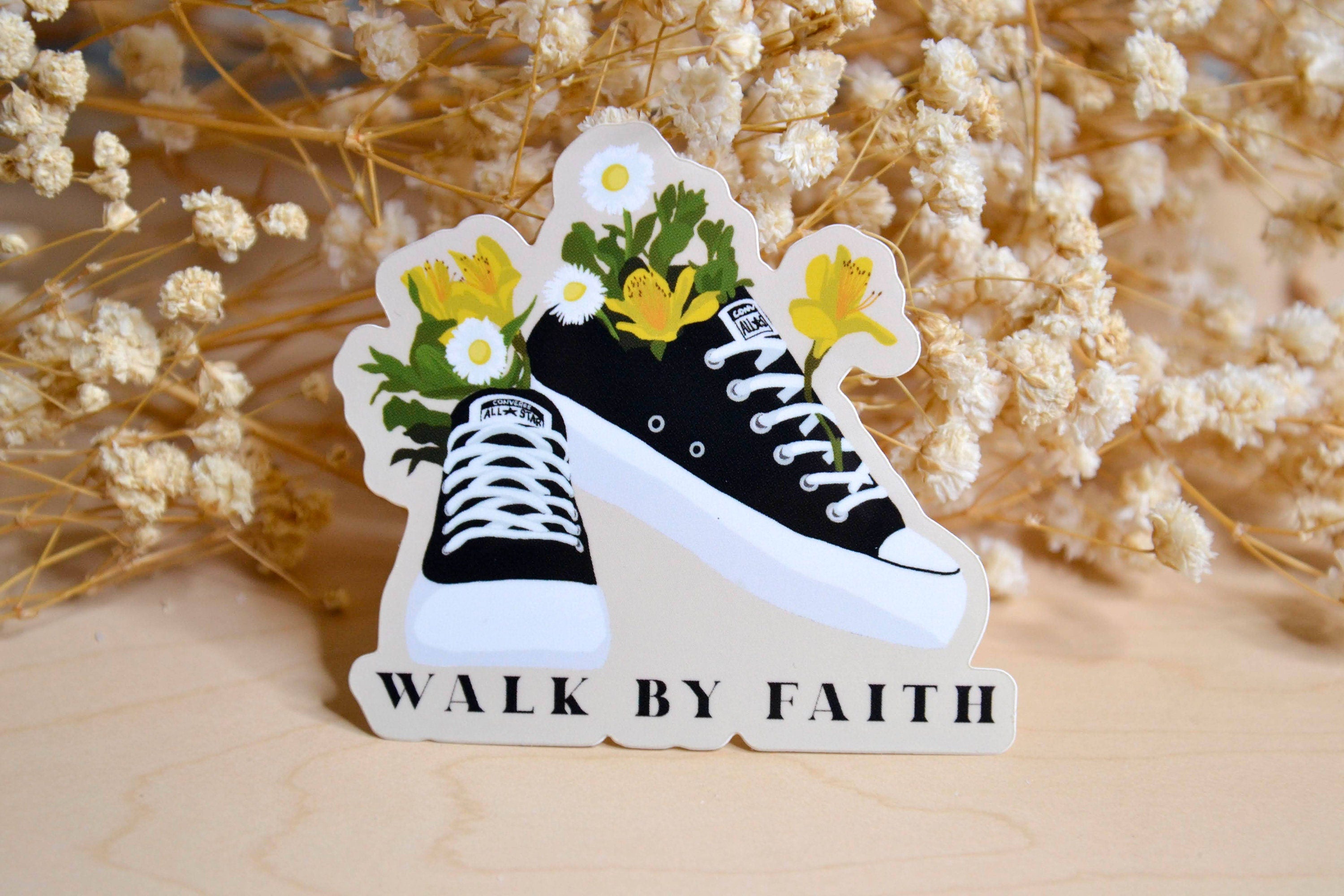 Walk by Faith Christian Waterproof Vinyl Stickers| Faith Stickers| Christian Stickers
