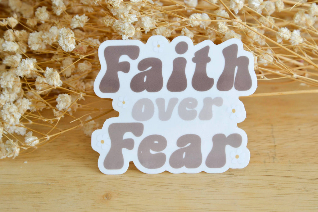 Faith over Fear Christian Waterproof Clear Vinyl Sticker