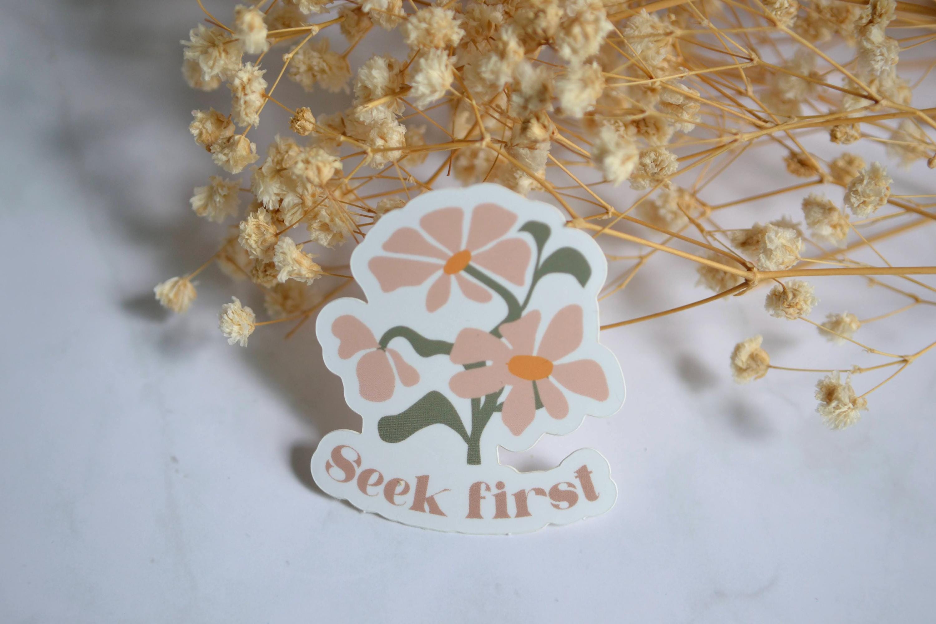 Seek First Waterproof Christian Vinyl Sticker