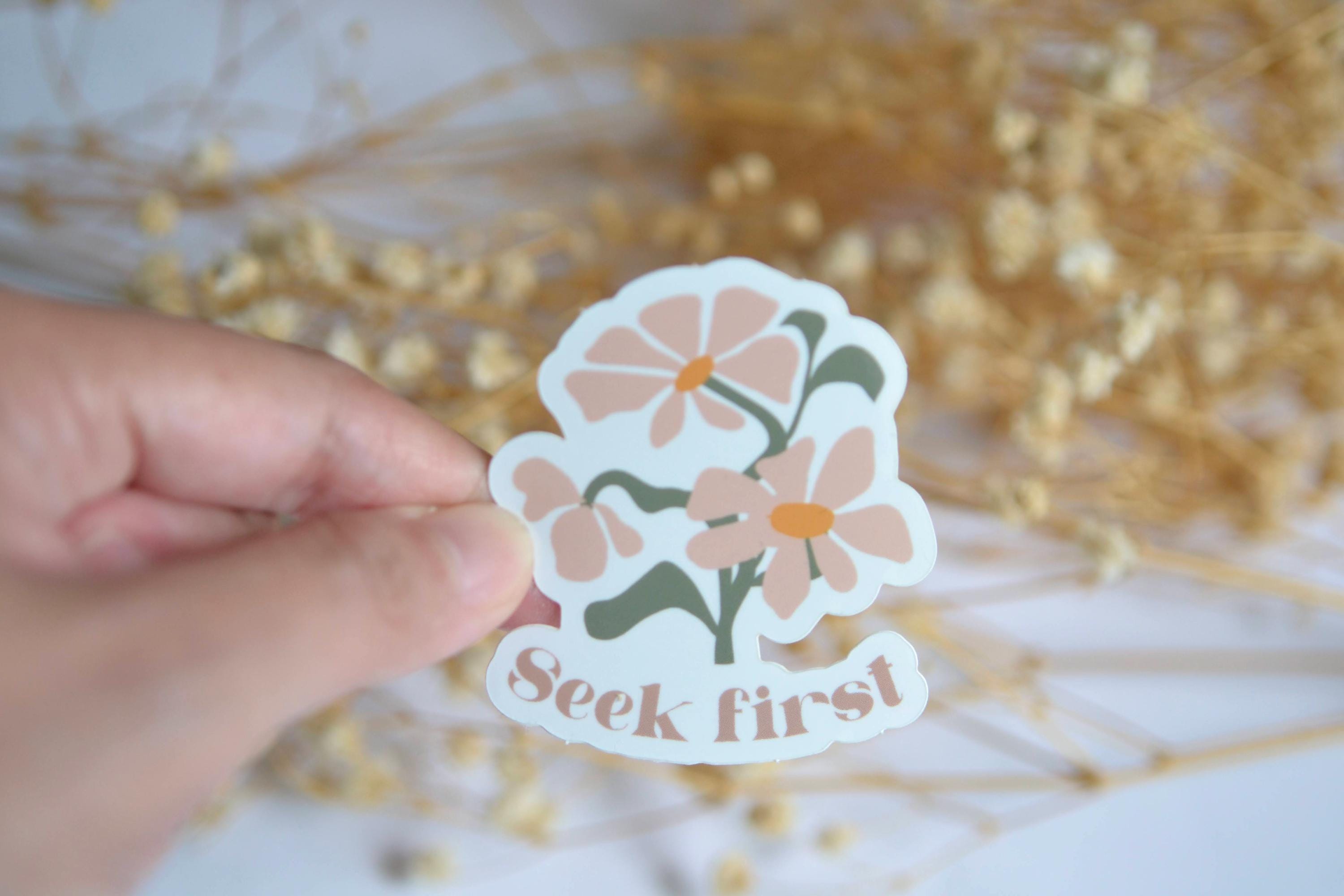 Seek First Waterproof Christian Vinyl Sticker