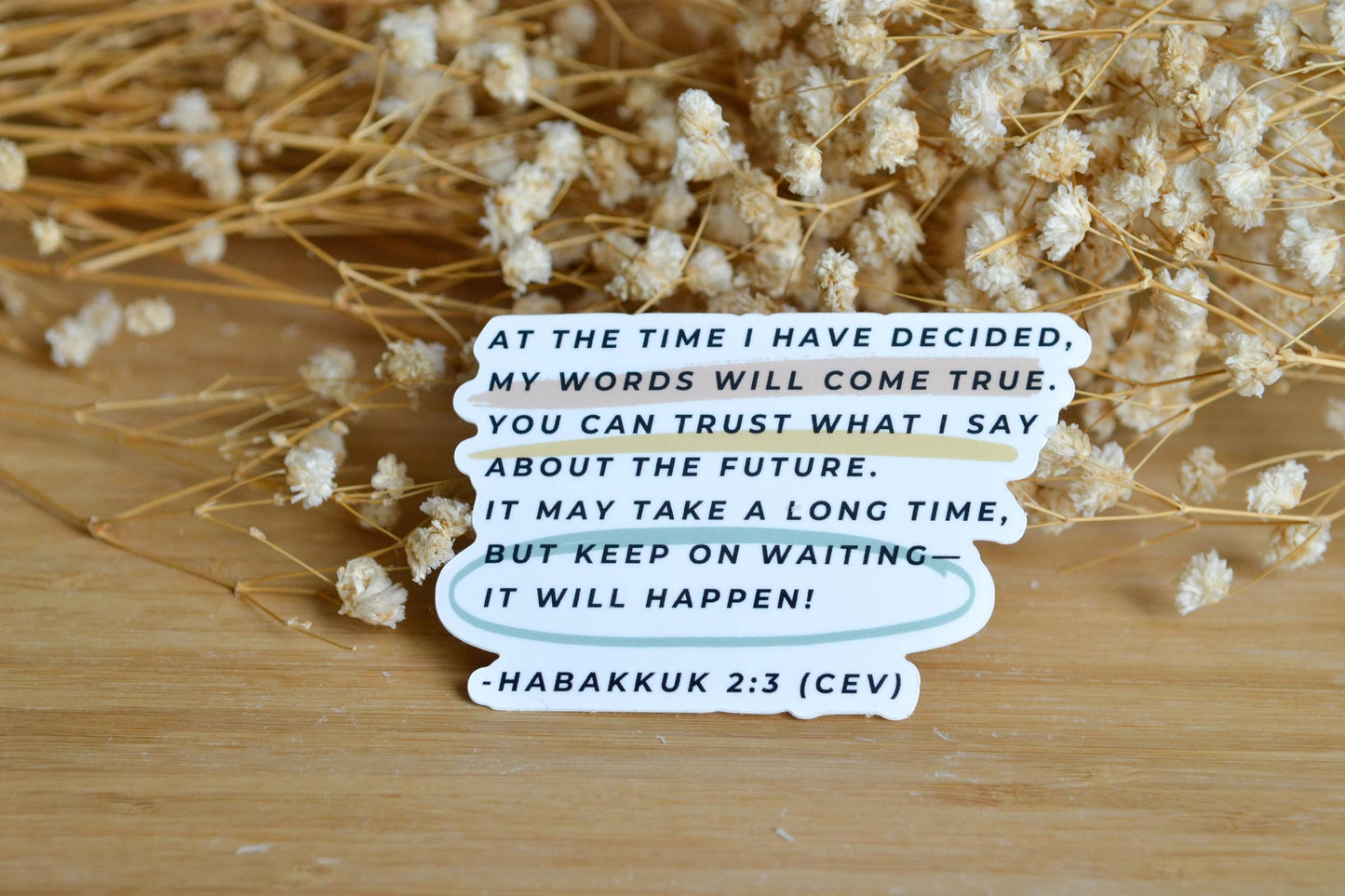 Habakkuk 2:3 Waterproof Christian Vinyl Sticker| Faith Sticker