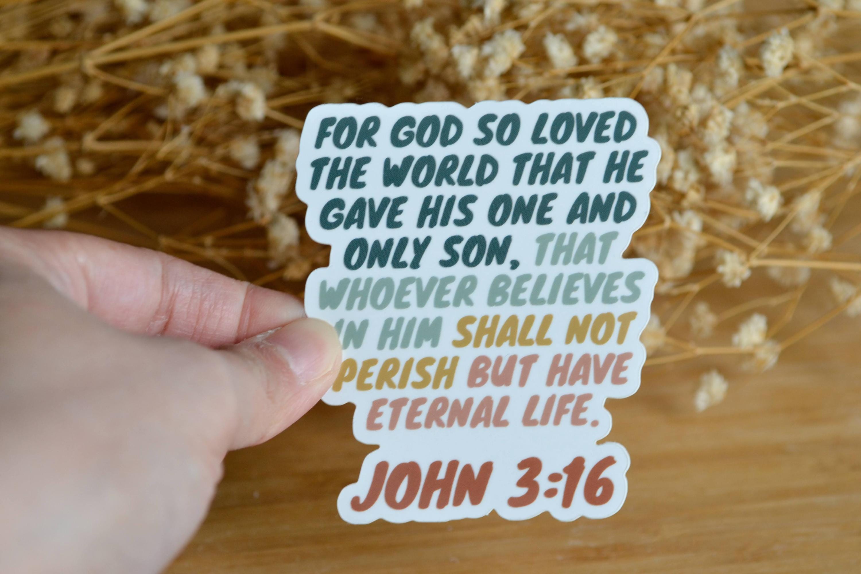 John 3:16 Waterproof Christian Sticker| Faith Sticker