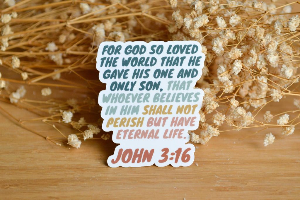 John 3:16 Waterproof Christian Sticker| Faith Sticker